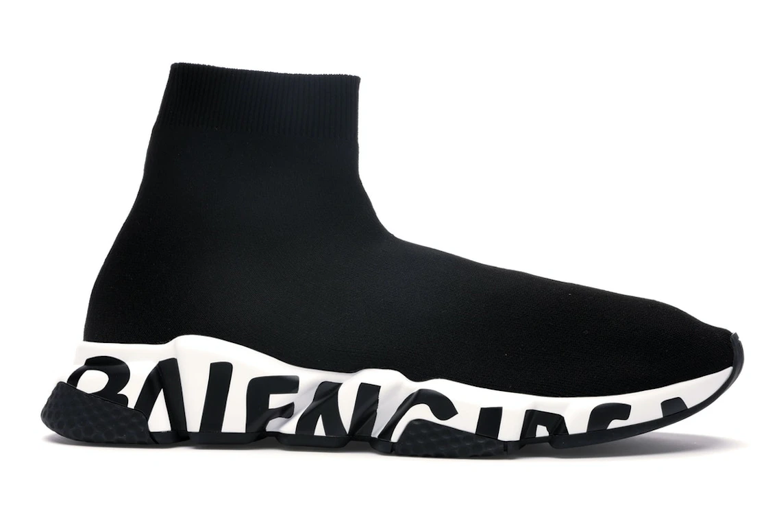 Vue 2 de Balenciaga Speed Graffiti Trainers Black White
