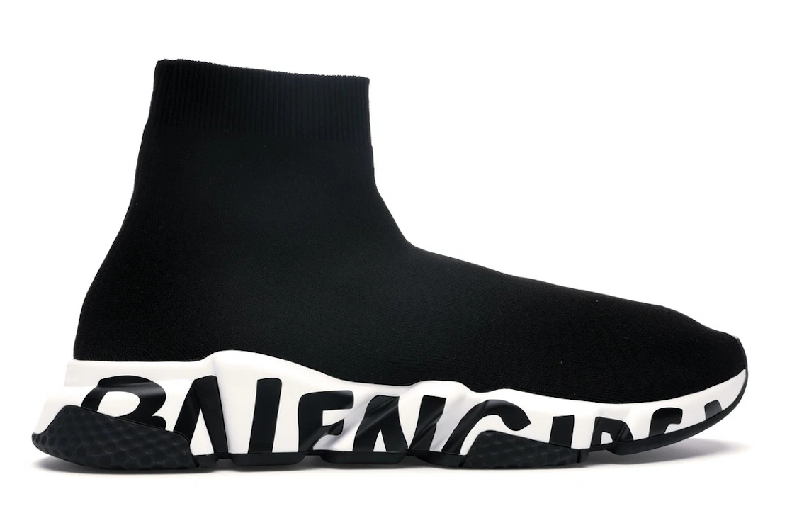 Vue 36 de Balenciaga Speed Graffiti Trainers Black White
