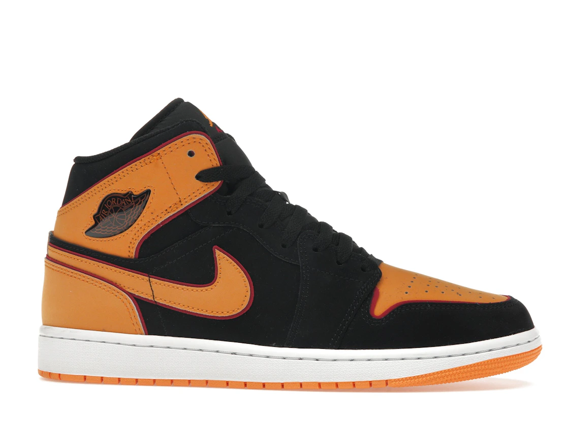Vue 2 de Jordan 1 Mid Fat Tongue Black Orange