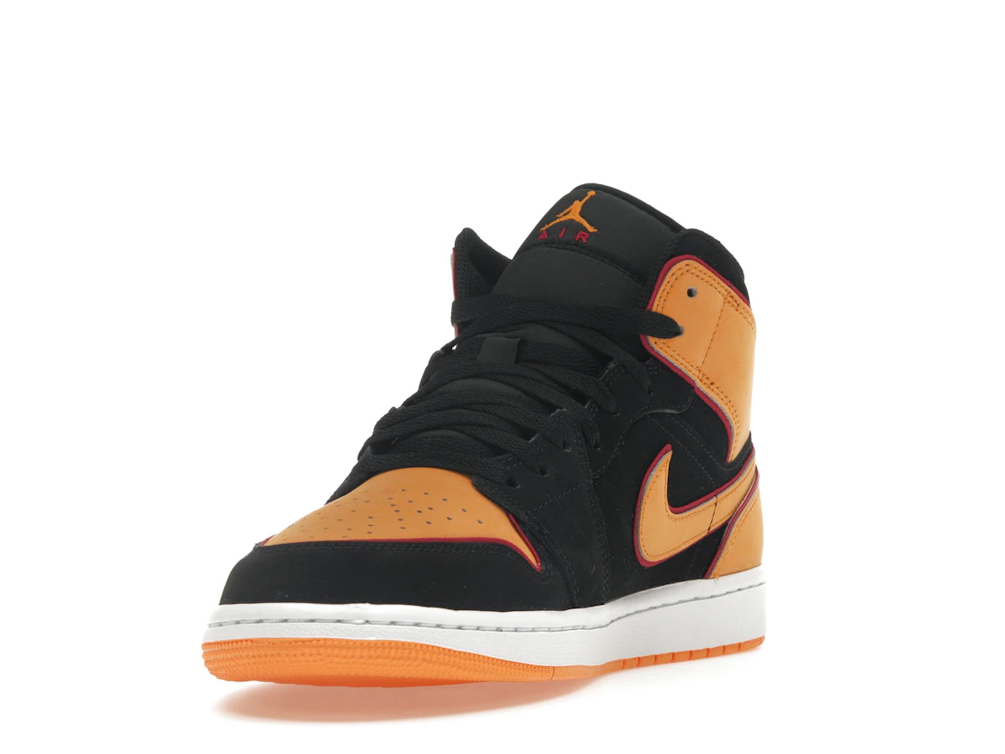 Vue 13 de Jordan 1 Mid Fat Tongue Black Orange