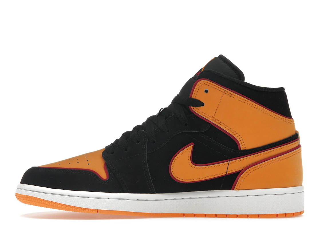 Vue 19 de Jordan 1 Mid Fat Tongue Black Orange
