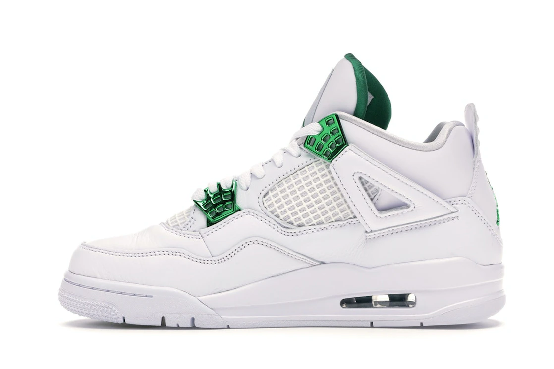 Vue 19 de Jordan 4 Retro Metallic Green
