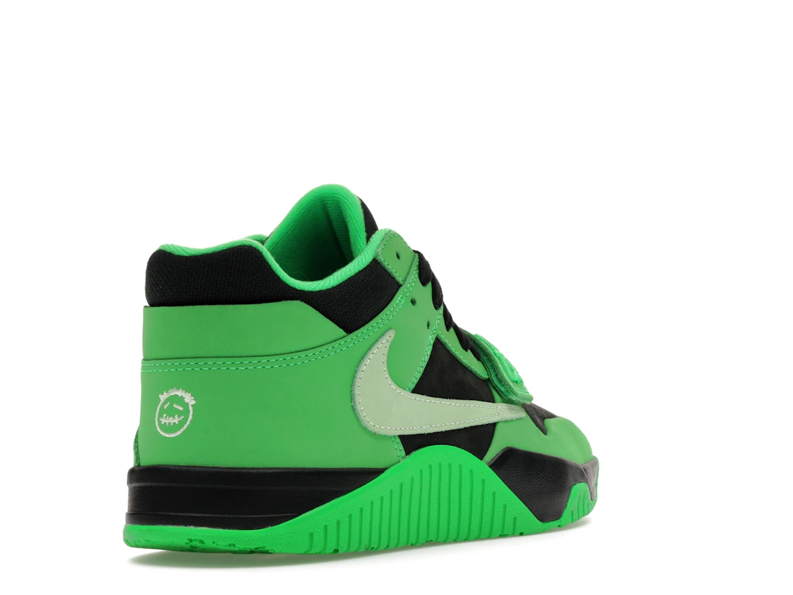 Vue 31 de Jordan CJ1 T-Rexx Travis Scott Green Spark